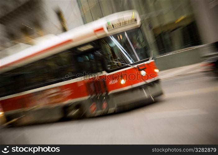 Streetcar moving in Toronto Canada.