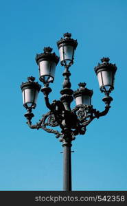 streetlamp in the street in Bilbao city Spain