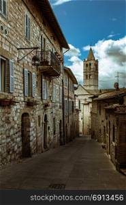 Streets and alleys in the wonderful town of Assisi (Italy)