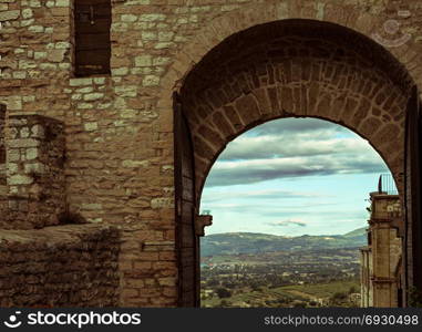 Streets and alleys in the wonderful town of Foligno (Italy)