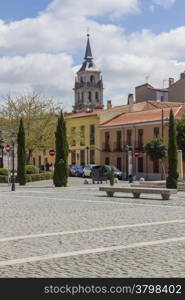 streets and old buildings of the town of Alcala de Henares, Spain