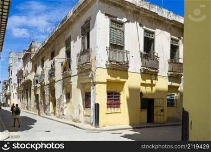 Streets in the historical center of the old havana,Older building.Cuba