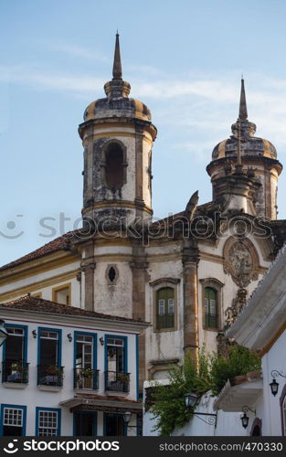 streets of the famous historical town Ouro Preto Minas Gerais Brazil