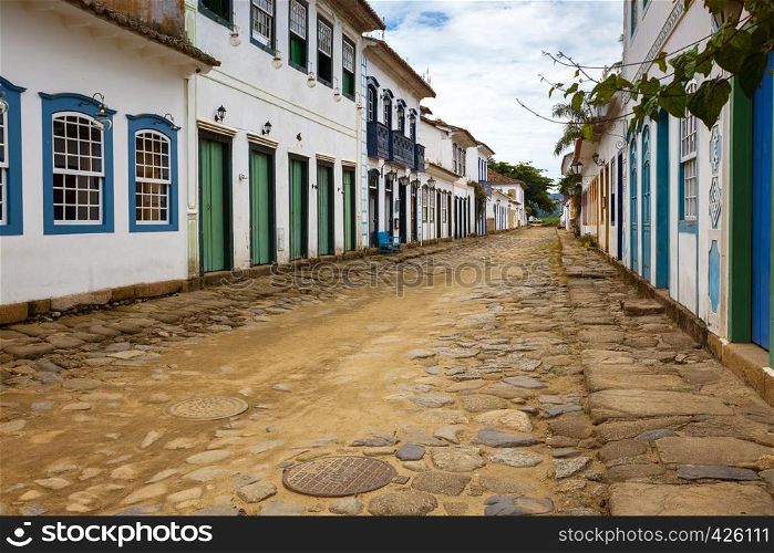 streets of the famous historical town Paraty, Brazil