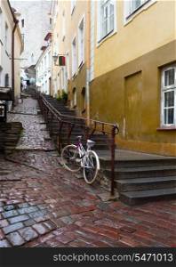 Streets of the Old City in the rain. Tallinn, Estonia