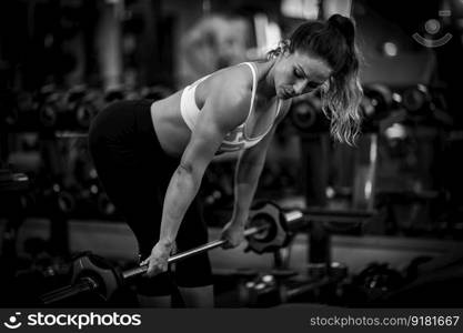 Strength training, female athlete exercising in the gym. Strength Training, Exercising in the Gym