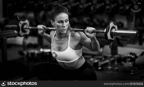 Strength training, female athlete exercising in the gym. Strength Training, Exercising in the Gym