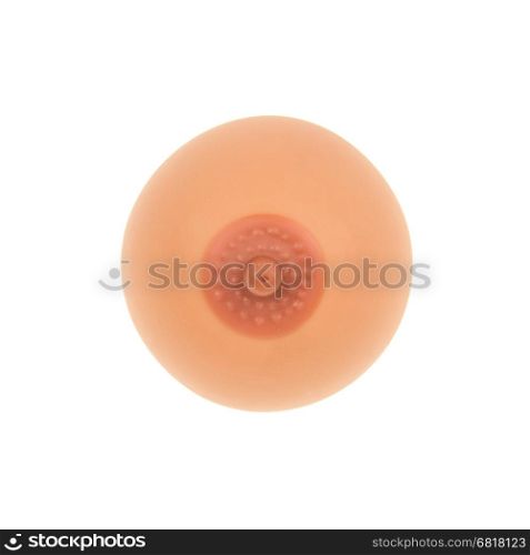 Stress ball (womans breast), isolated on white