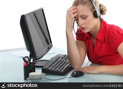 Stressed call-center operative