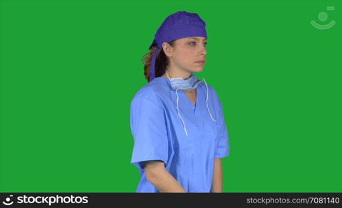 Stressed or sad surgeon wearing a cap (Green Key)