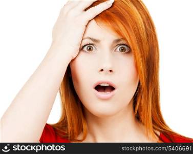 stressed woman holding her head with hand