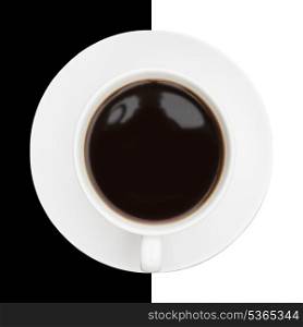 Striking image of cup of coffee on blakc and white background