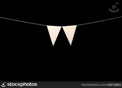 String with bunting two white triangles. Add your own characters for title or banner.