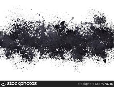 Stripe of black paint stains. Grunge abstract background. Raster illustration