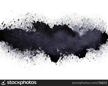 Stripe of spilt black paint - grunge abstract background - raster illustration