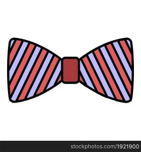 Striped bow tie icon. Outline striped bow tie vector icon color flat isolated on white. Striped bow tie icon color outline vector
