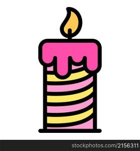 Striped candle icon. Outline striped candle vector icon color flat isolated. Striped candle icon color outline vector