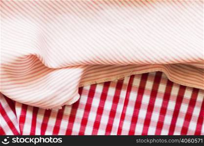 striped folded fabric red gingham garments