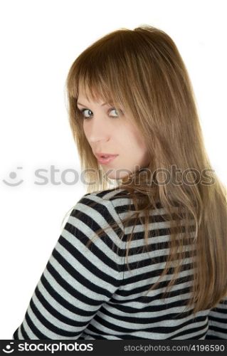 striped girl portrait isolated on a white background