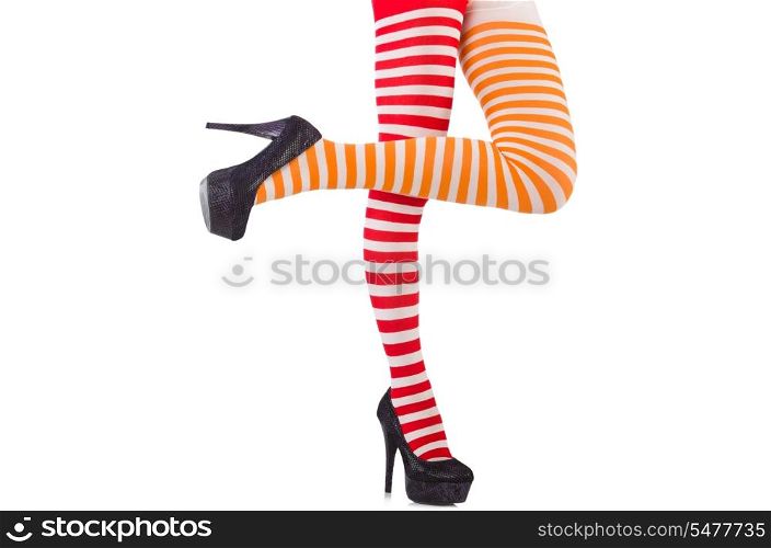 Striped leggings isolated on the white