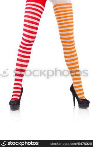 Striped leggings isolated on the white