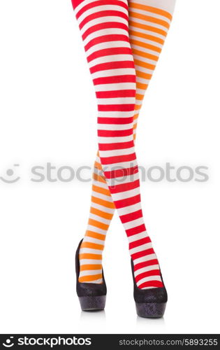 Striped leggings isolated on the white