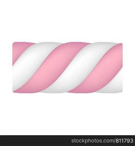 Striped marshmallow icon. Realistic illustration of striped marshmallow vector icon for web design isolated on white background. Striped marshmallow icon, realistic style