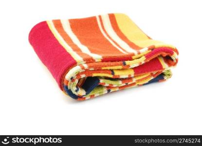 striped multicolored woolen scarf isolated on white background