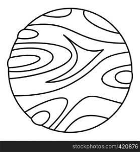 Striped planet icon. Outline illustration of striped planet vector icon for web. Striped planet icon, outline style
