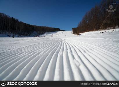 striped snow, after ratrac, Belokurikha, winter resort.