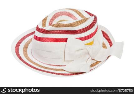 Striped straw hat, isolated on white