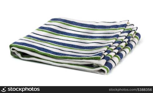 Striped textile kitchen napkin isolated on white