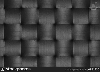 Stripes of scratched black leather weave pattern abstract squares background.