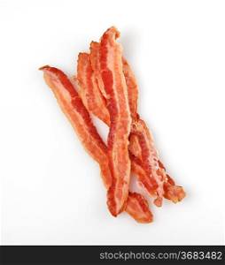 Strips Of Fried Bacon On White Background