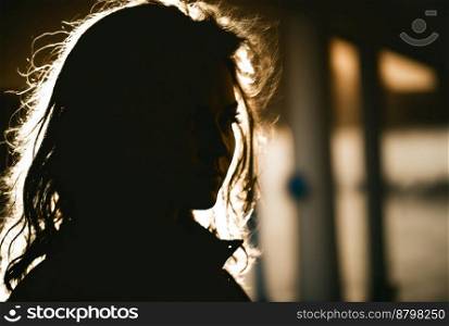 Strong beautiful woman silhouette, protect our rights 3d illustrated