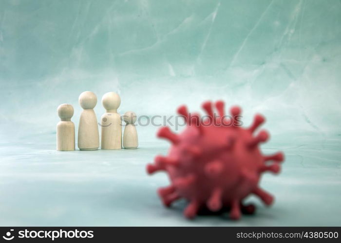 Strong immunity healthy family. parents with children protected from viruses and bacteria, holding distance covid-19, coronavirus medical health concept copy space. Strong immunity healthy family. parents with children protected from viruses and bacteria, holding distance covid-19, coronavirus medical health concept