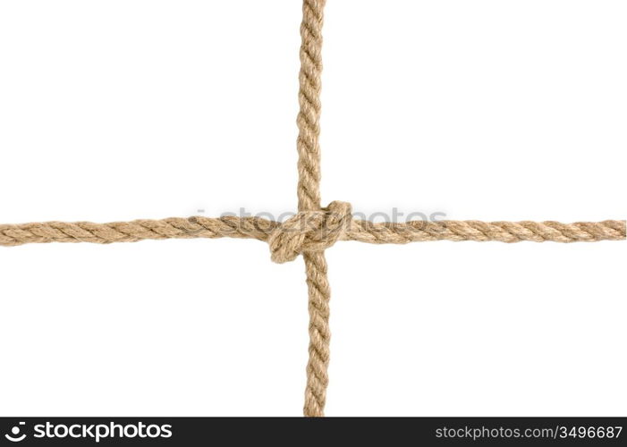 strong knot tied by a rope isolated on a white background