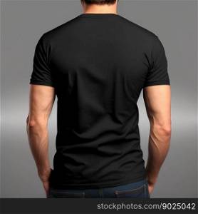 Strong male with black empty shirt , mock up black shirt