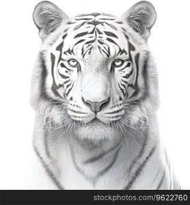 Strong white tiger walking isolated on transparent