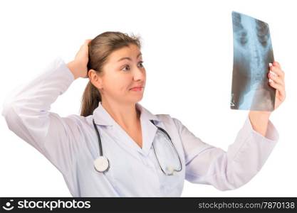 struck diagnosis doctor examines an x-ray