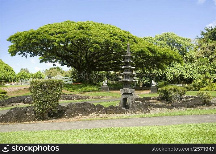 Structure at the roadside, Liliuokalani Park and Gardens, Hilo, Big Island, Hawaii Islands, USA