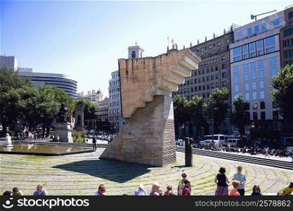 Structure in front of a building, Barcelona, Spain