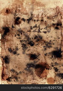 Structure of an old paper with mould stains