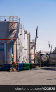 Structure of pipeline of oil chemical plant factory in Kawasaki Japan.