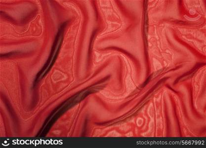 structure of red satin silk close up