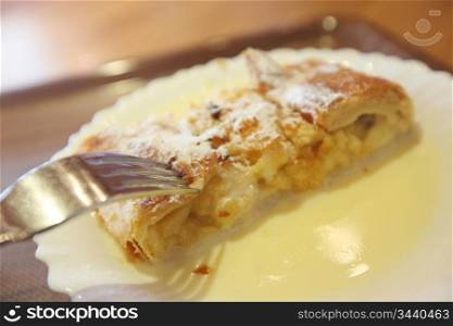 strudel on plate close up