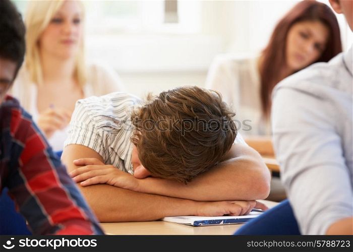 Student asleep in class