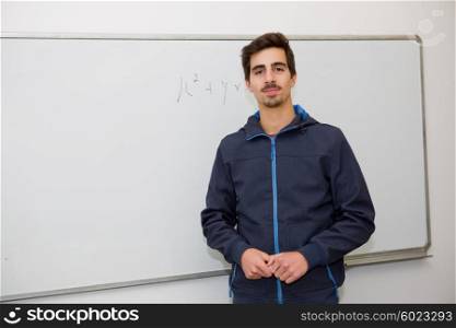 student at the school, on the whiteboard
