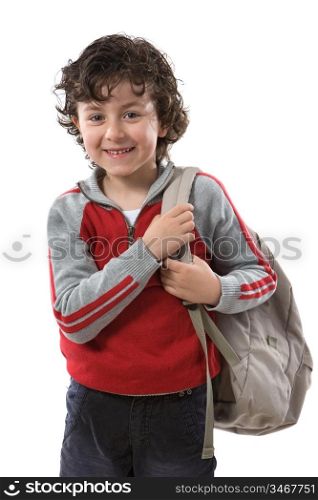 Student boy on a over white background