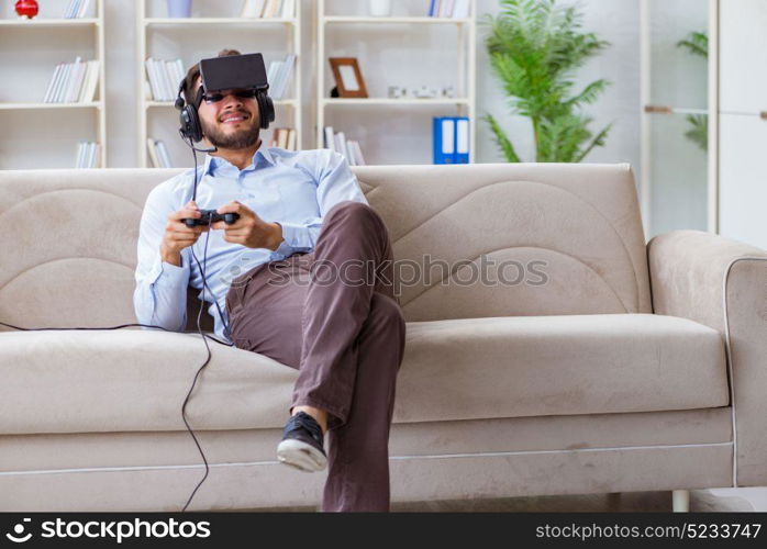 Student gamer playing games at home